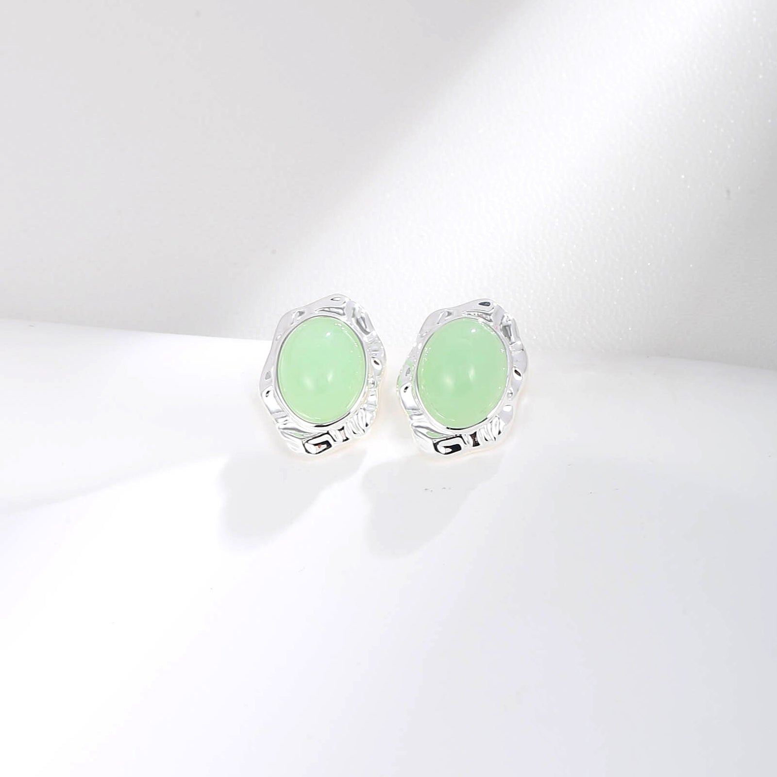 Pastel Green Stone Earrings