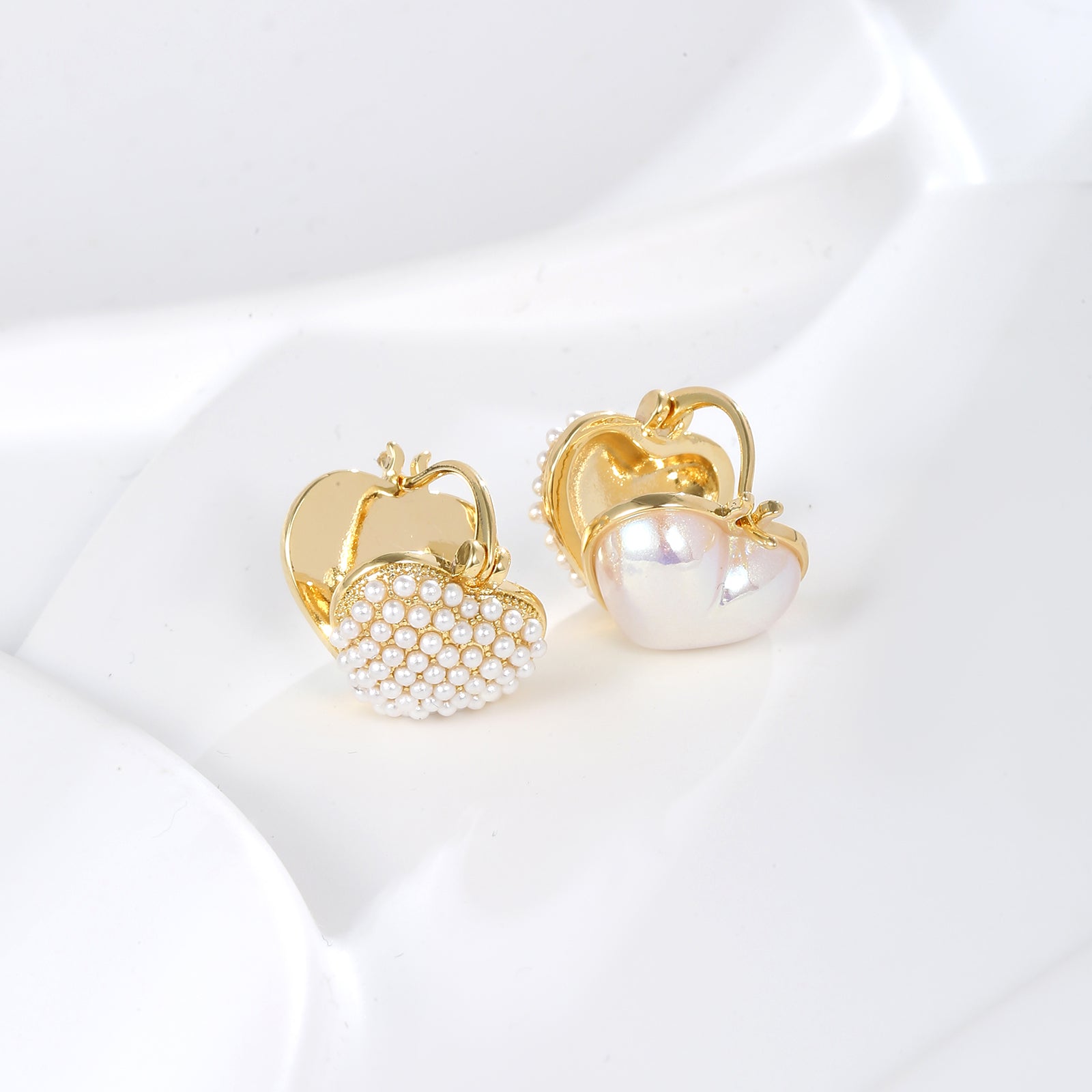 Gold Heart Huggies Earrings