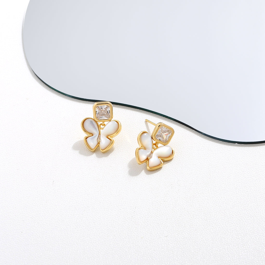 Golden Petal Butterfly Studs