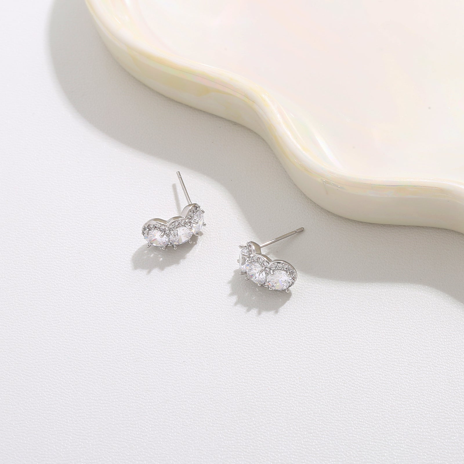 Leaf Accent Crystal Studs