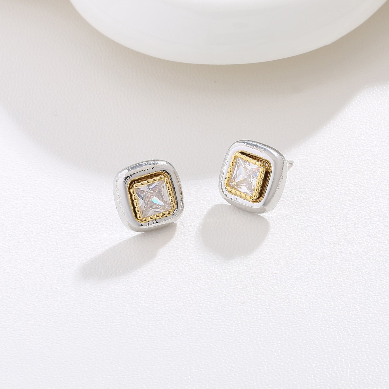 Amber Square Studs