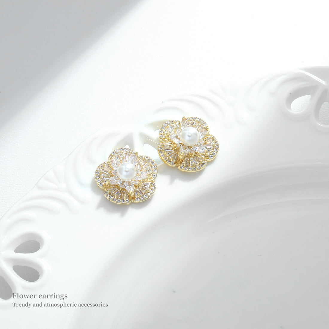 Golden Petal Flower Earrings