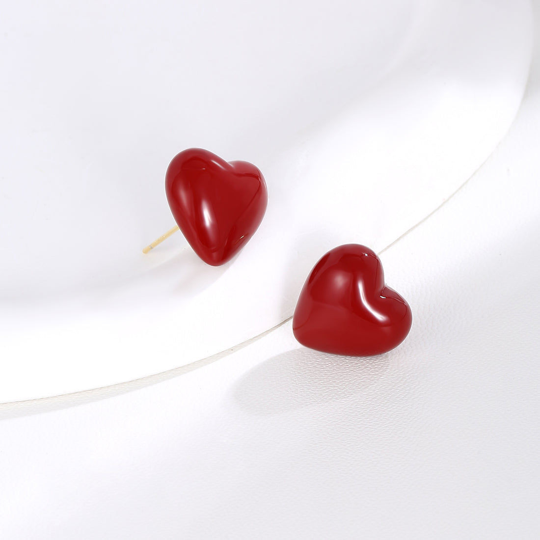 Red Heart Stud Earrings