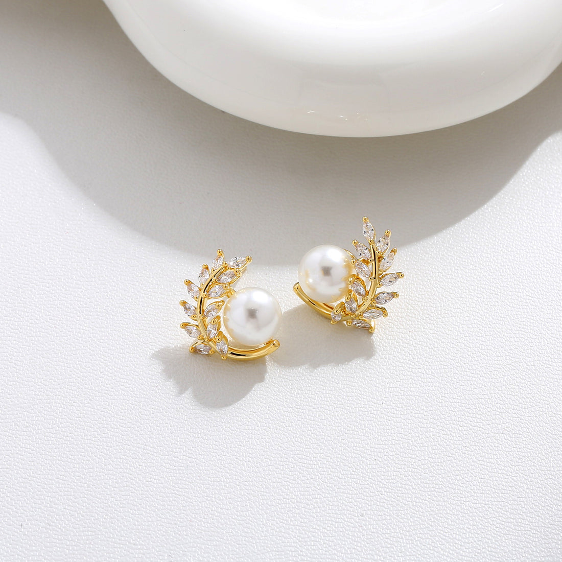 Golden Loop Pearl Drop Earrings