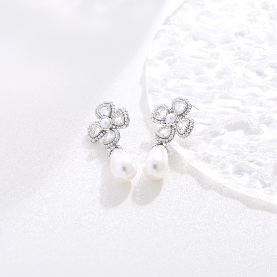 Floral Pearl Drape Earrings