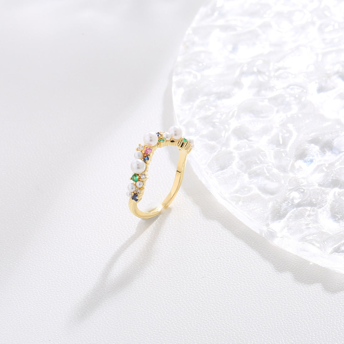 Gold-Plated Pearl Band Ring  17mm