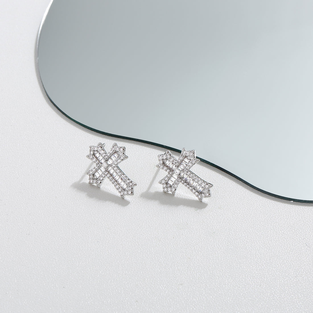 Crystal Cross Studs