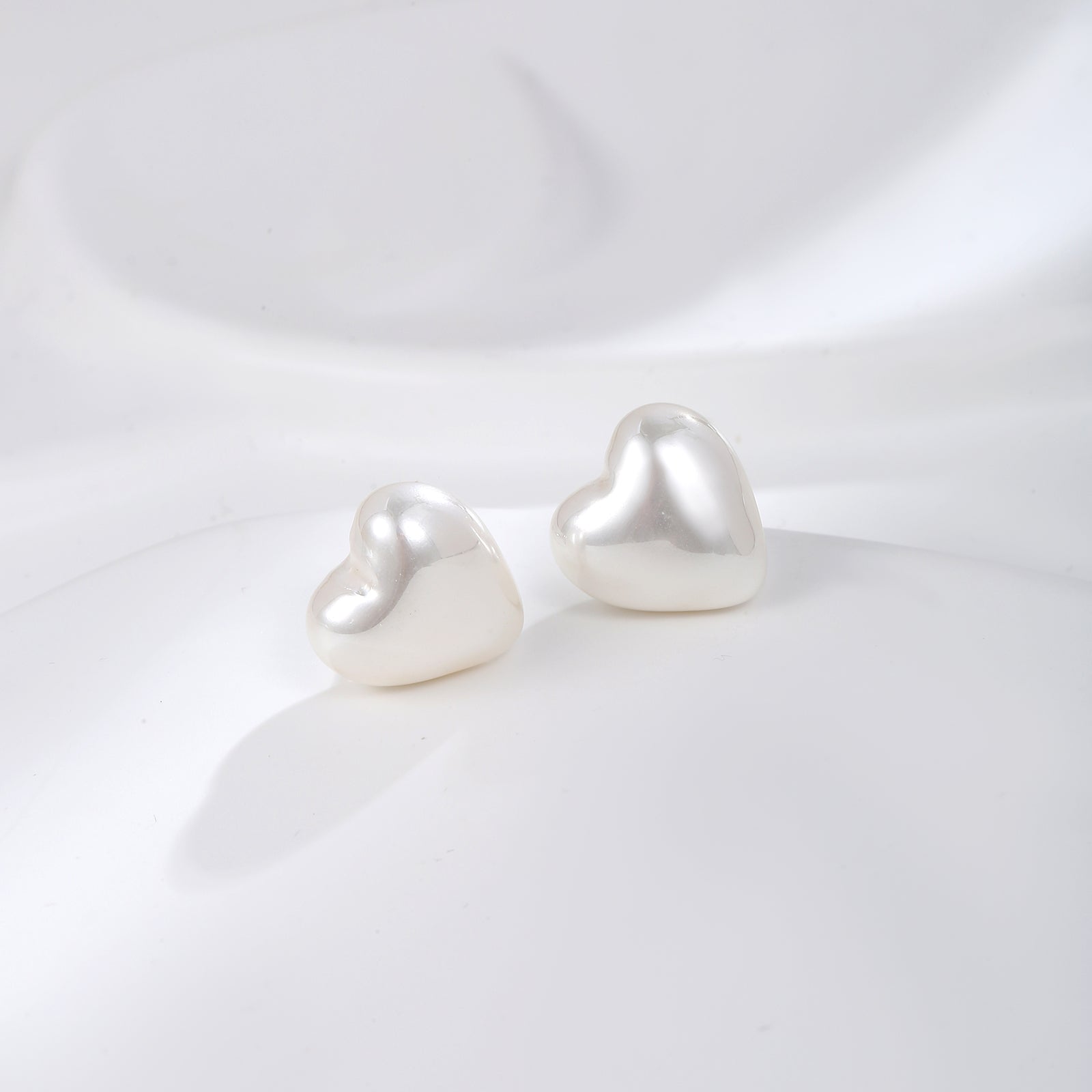 White Heart Pearl Studs