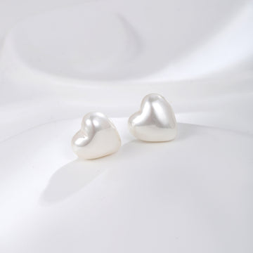 White Heart Pearl Studs