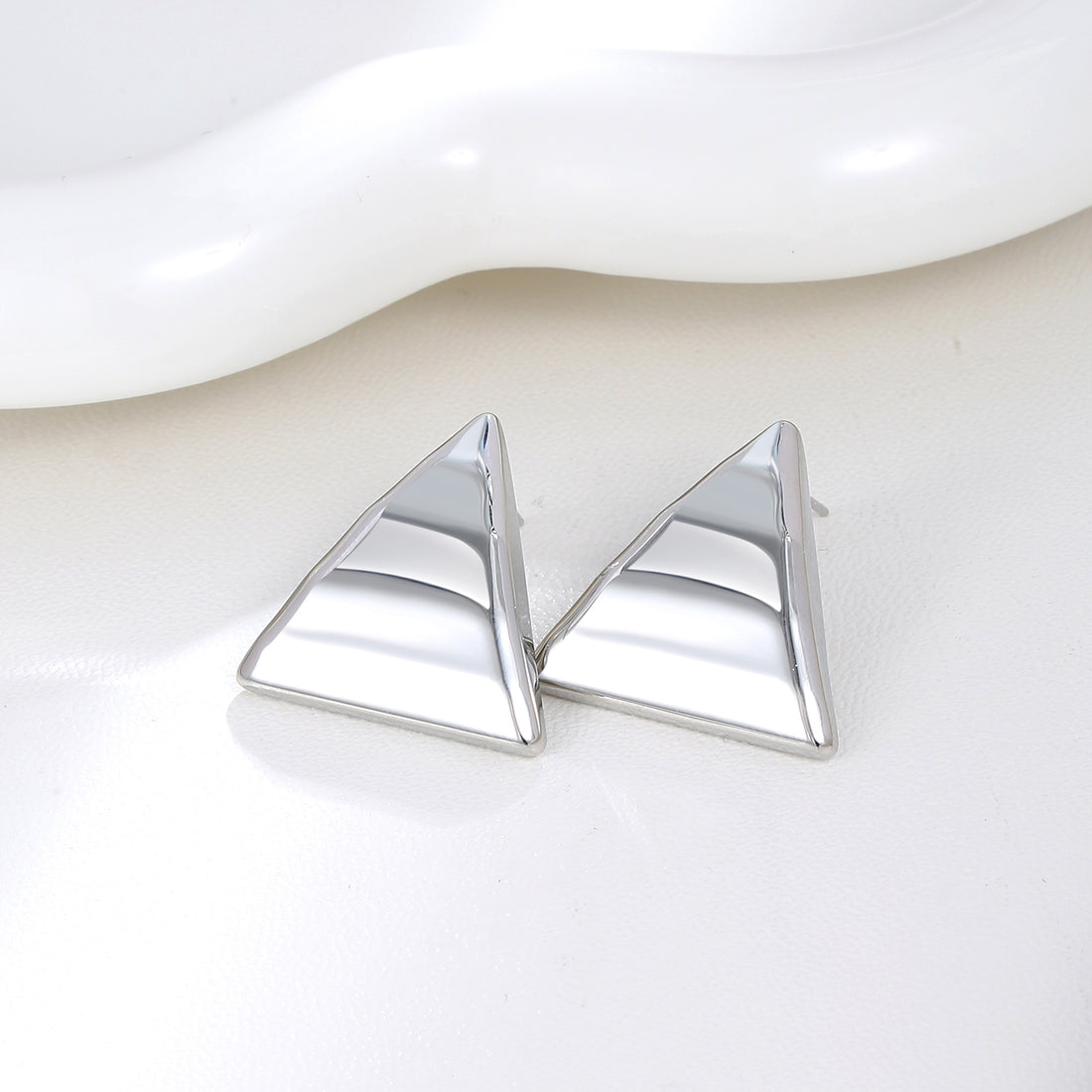 Silver Triangle Stud Earrings