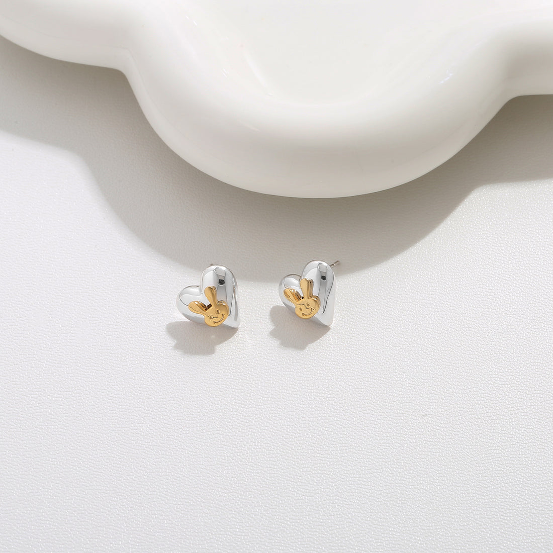 Bunny Heart Crystals Studs