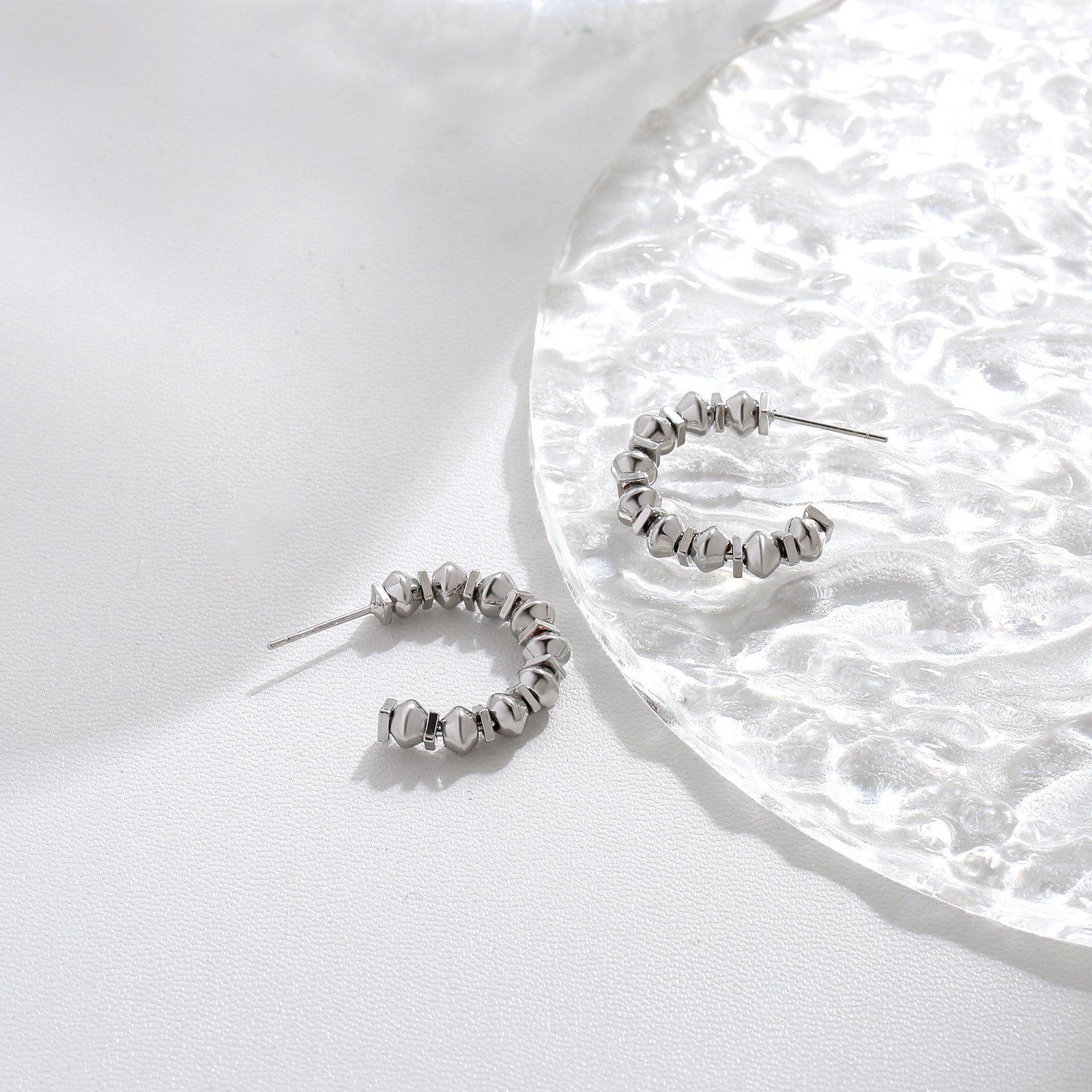 Crystal Leaf Hoop Earrings