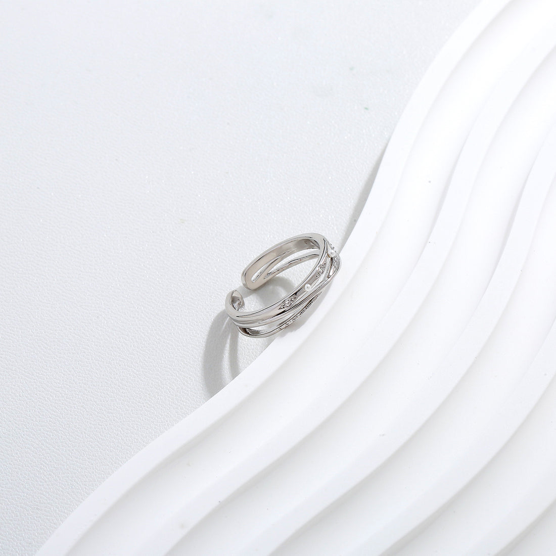 Ripple Band Silver Ring  17mm