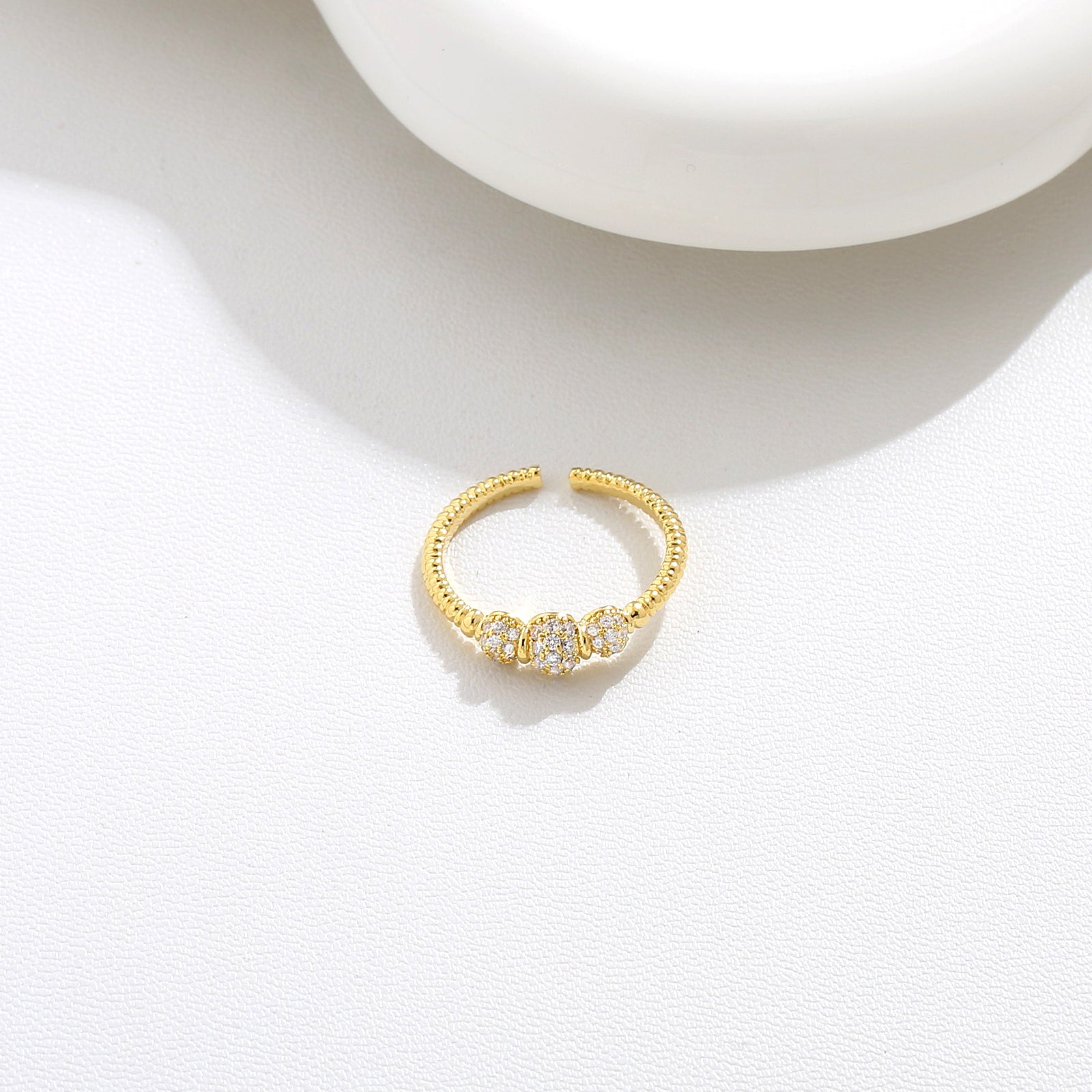 Gold Pavé Trio Ring  17mm