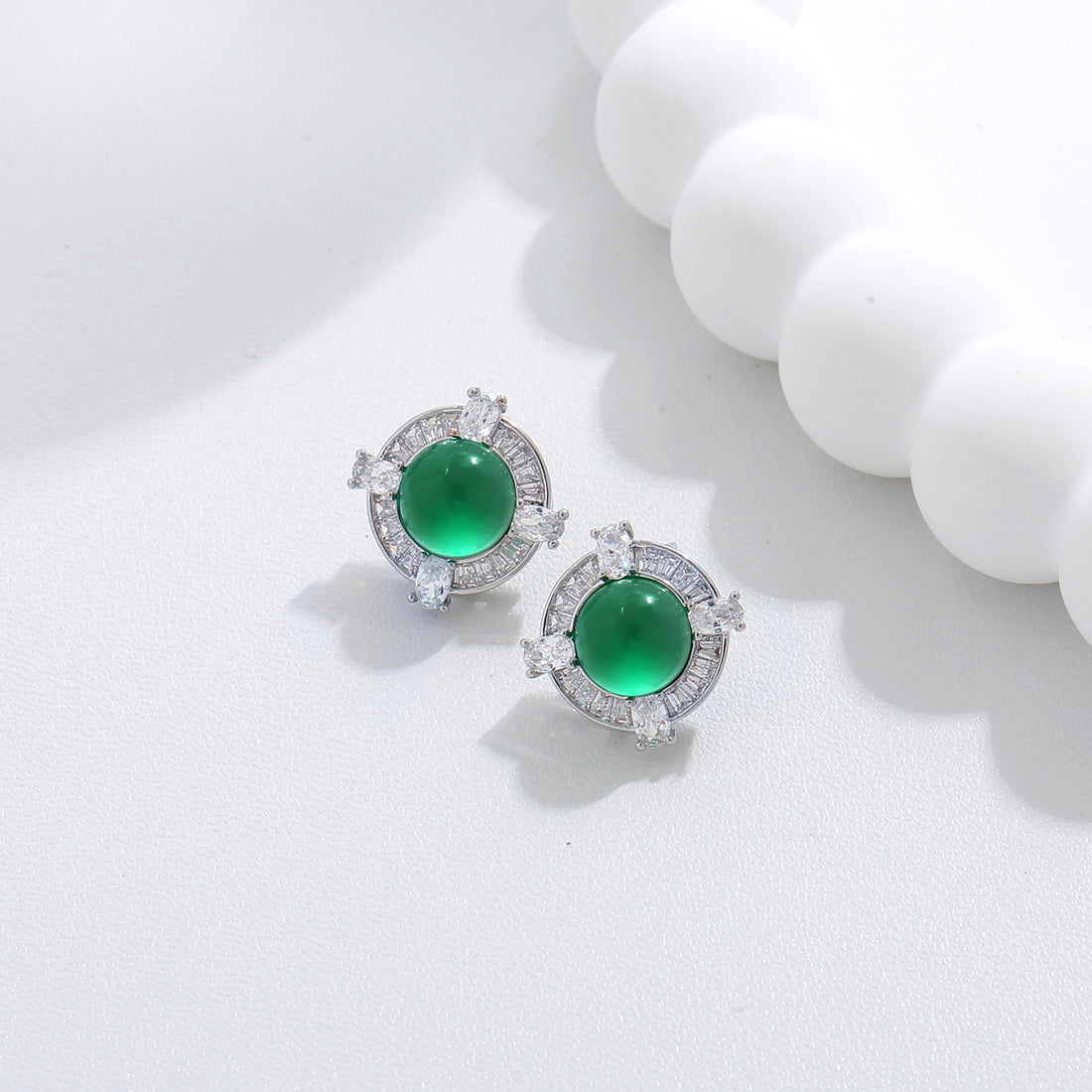 Emerald Halo Studs