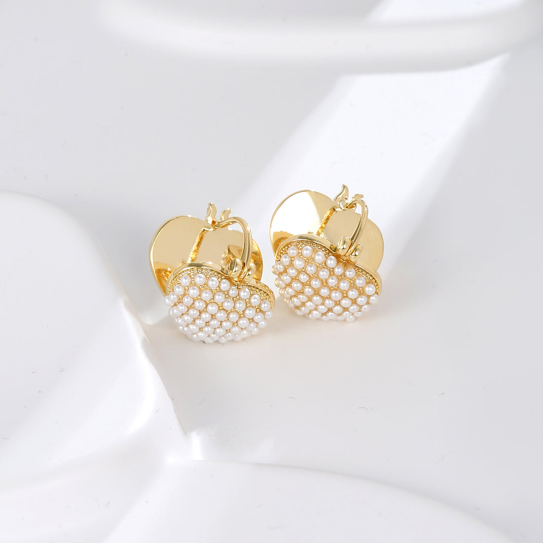 Gold Heart Huggies Earrings