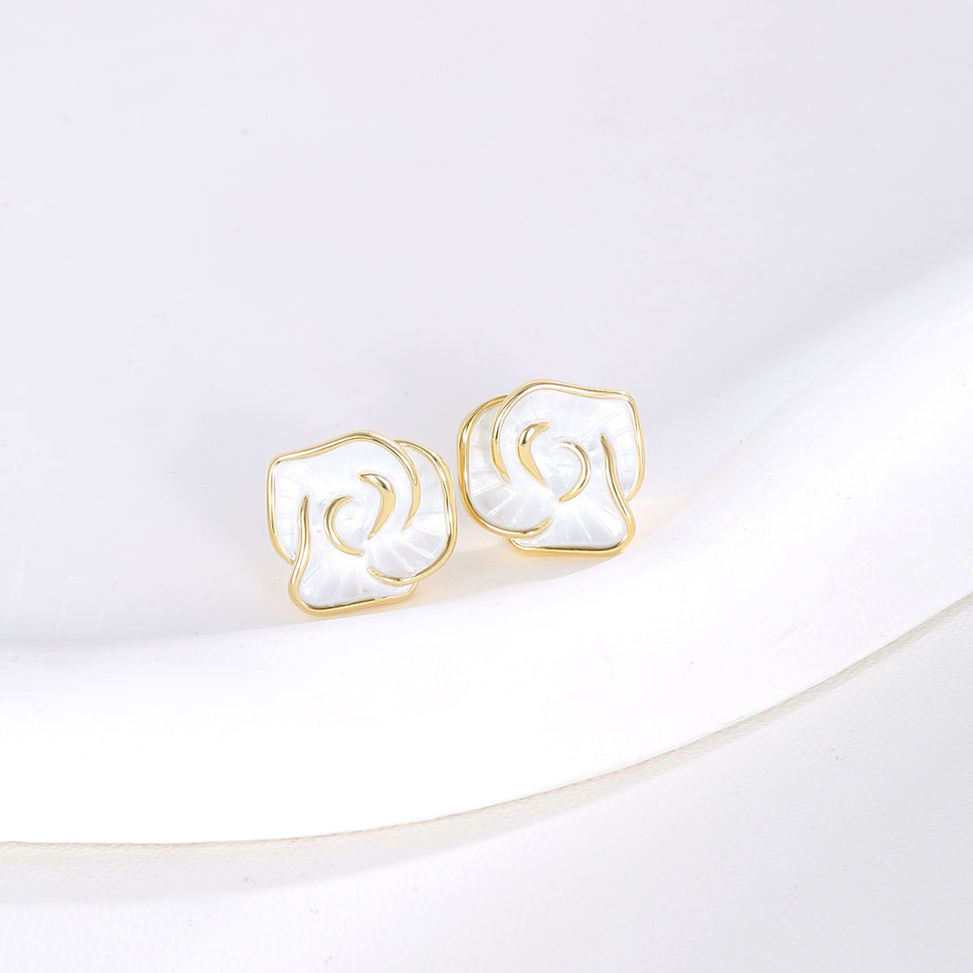 White Rose Stud Earrings
