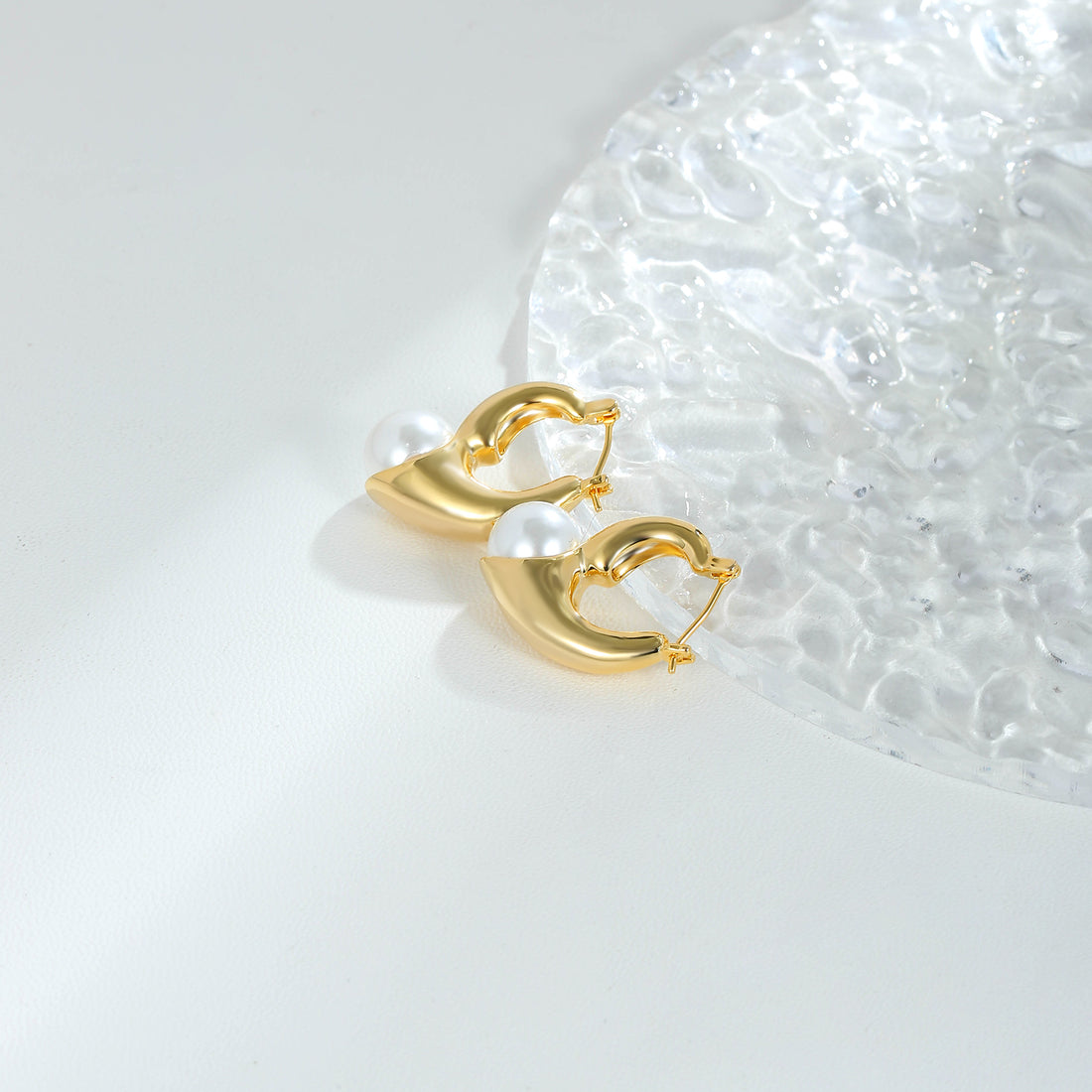 Elegant Pearl Drop Hoops