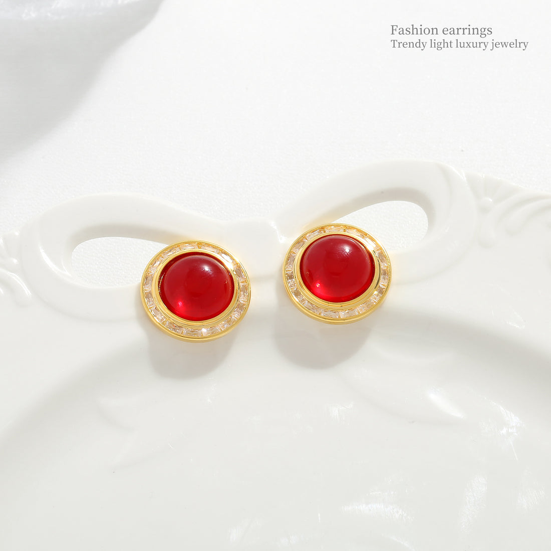 Cherry Red Stud Earrings