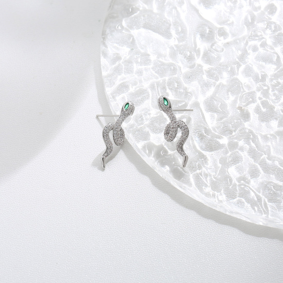 Silver Snake Drop Studs