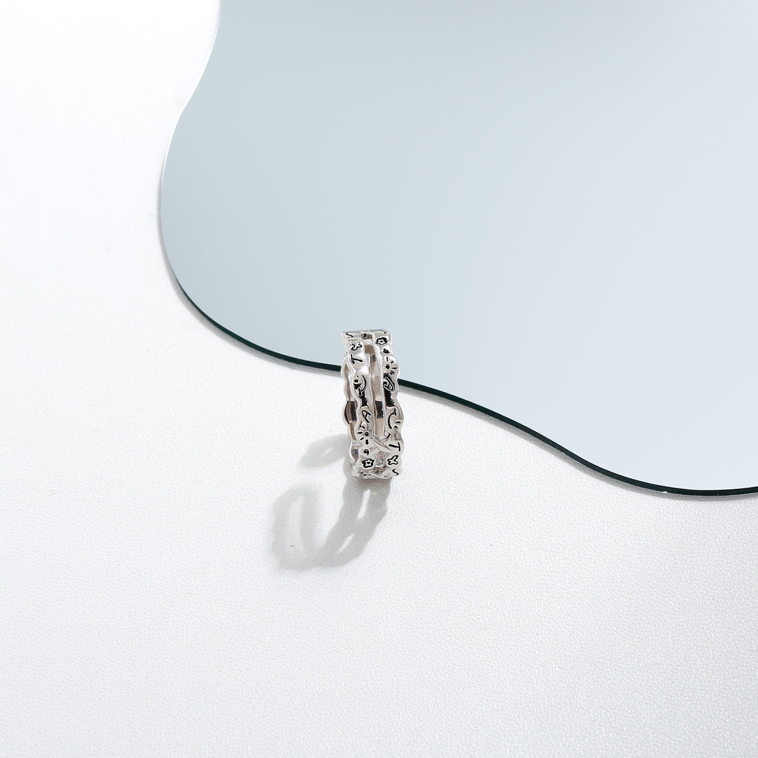 Clustered Charm Silver Ring  17mm