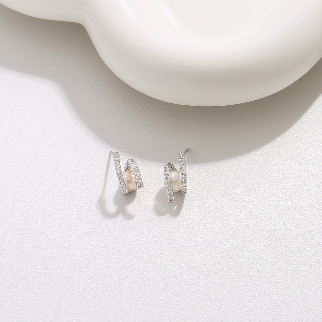 Silver Petal Drop Earrings