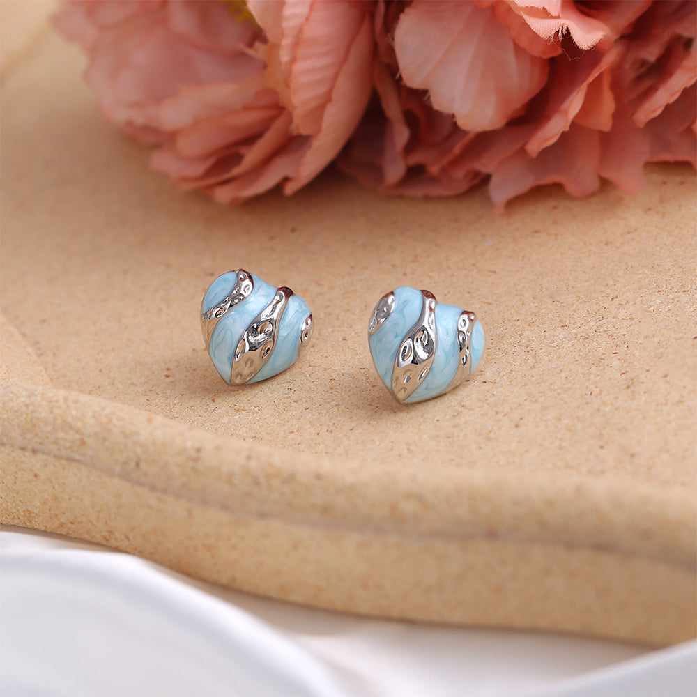 Baby Blue Heart Studs
