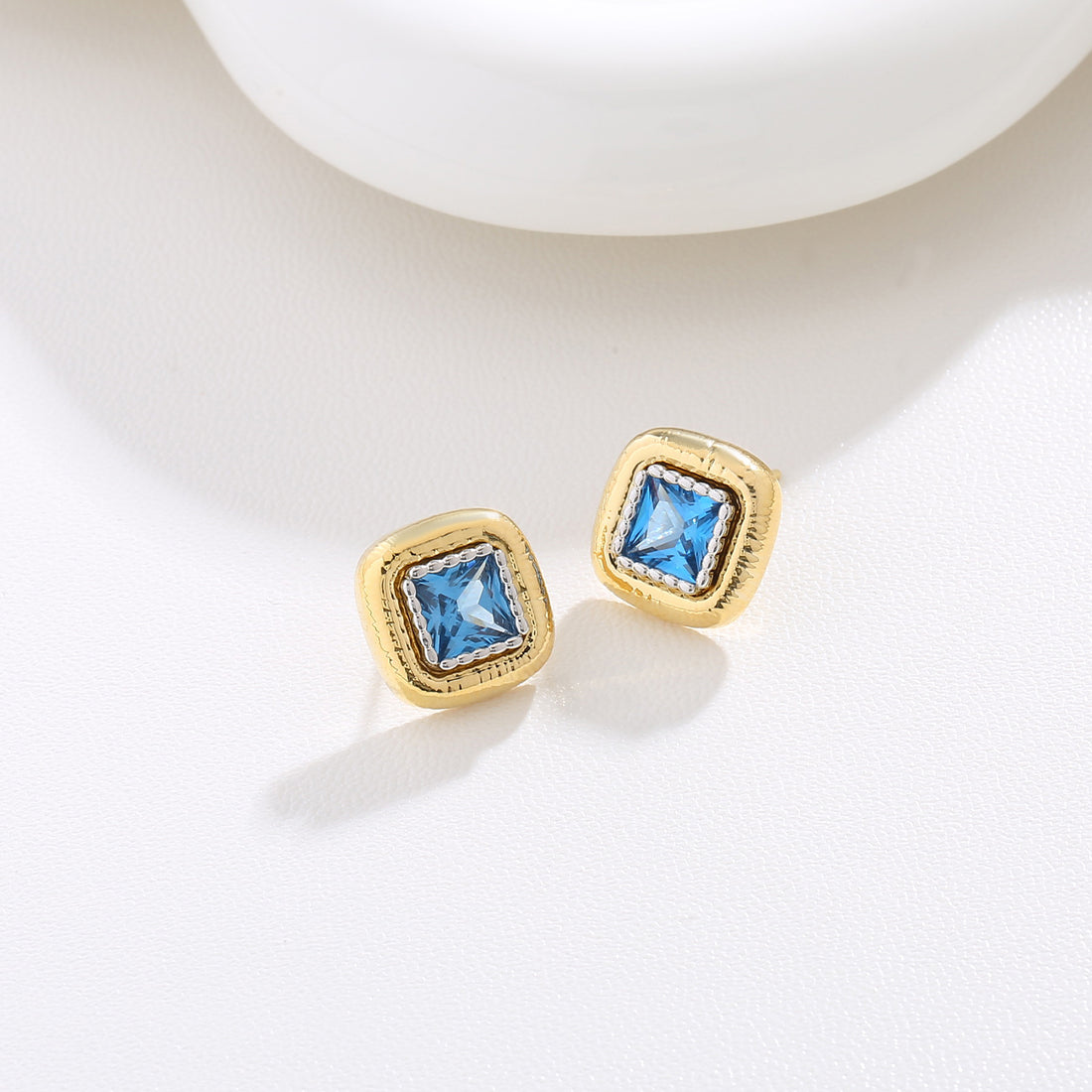 Square Sapphire Studs
