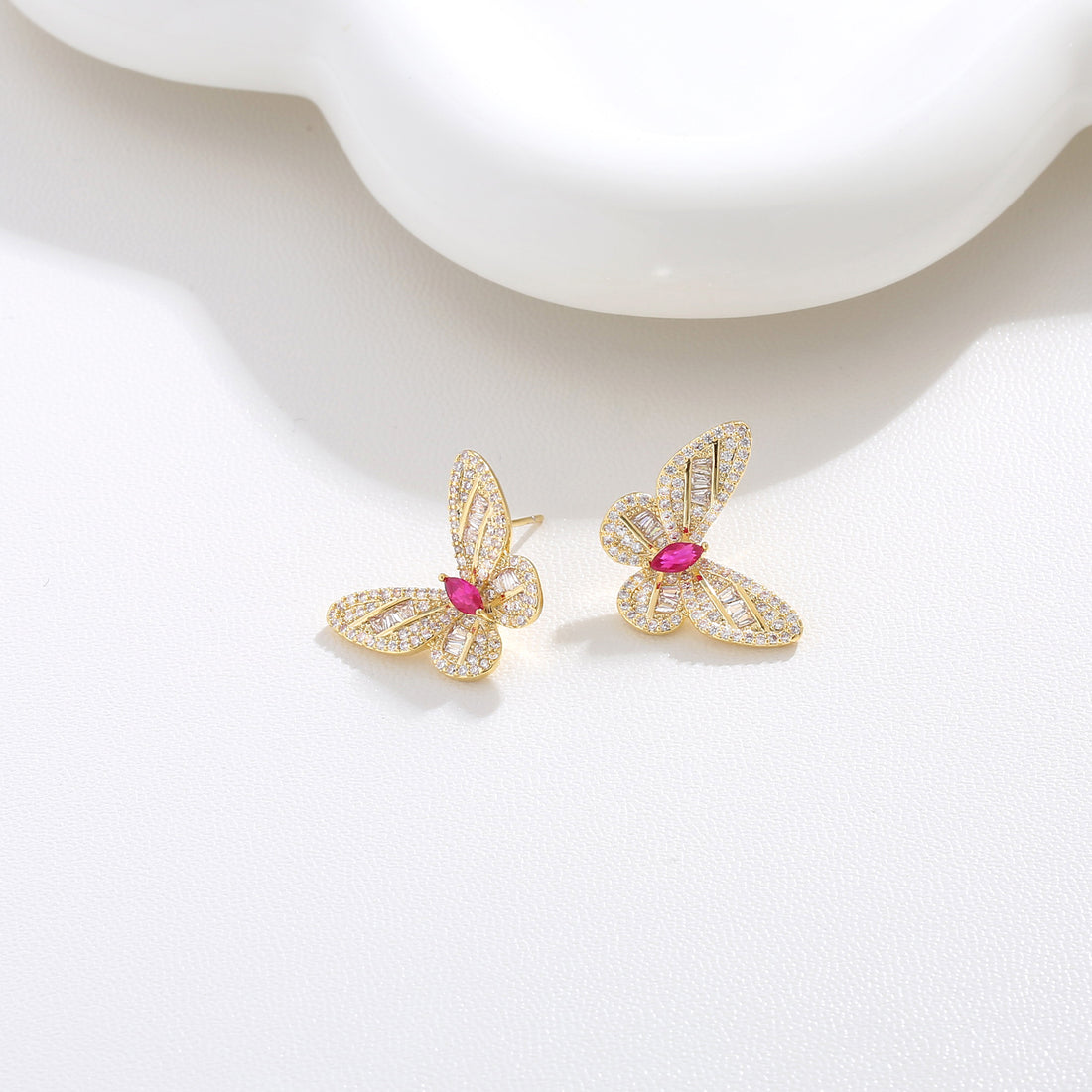 Red Blush Butterfly Studs
