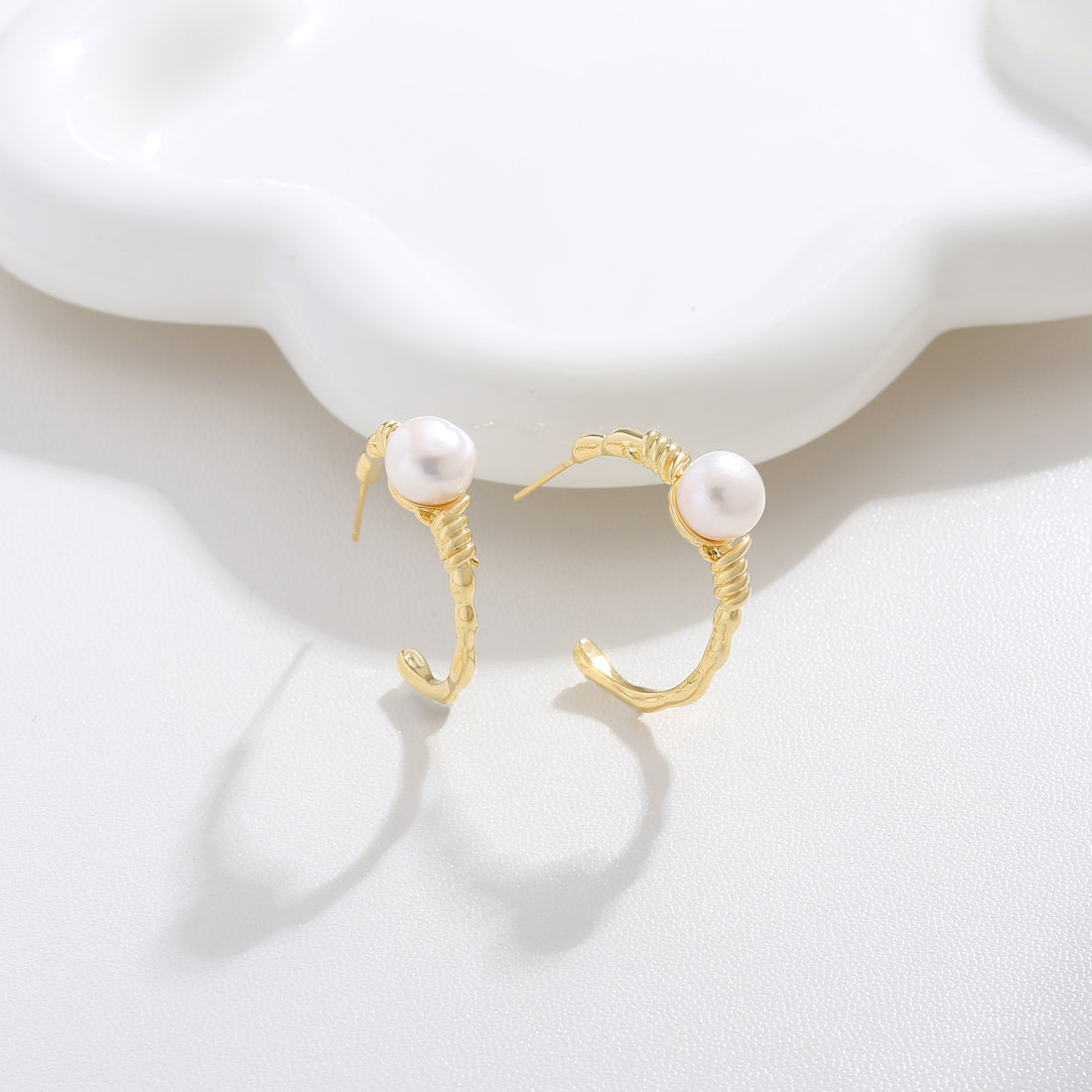 Golden Loop Pearl Earrings