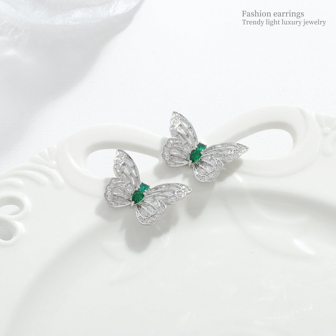 Emerald Butterfly Wings Studs