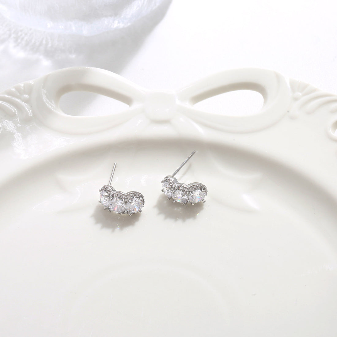 Leaf Accent Crystal Studs