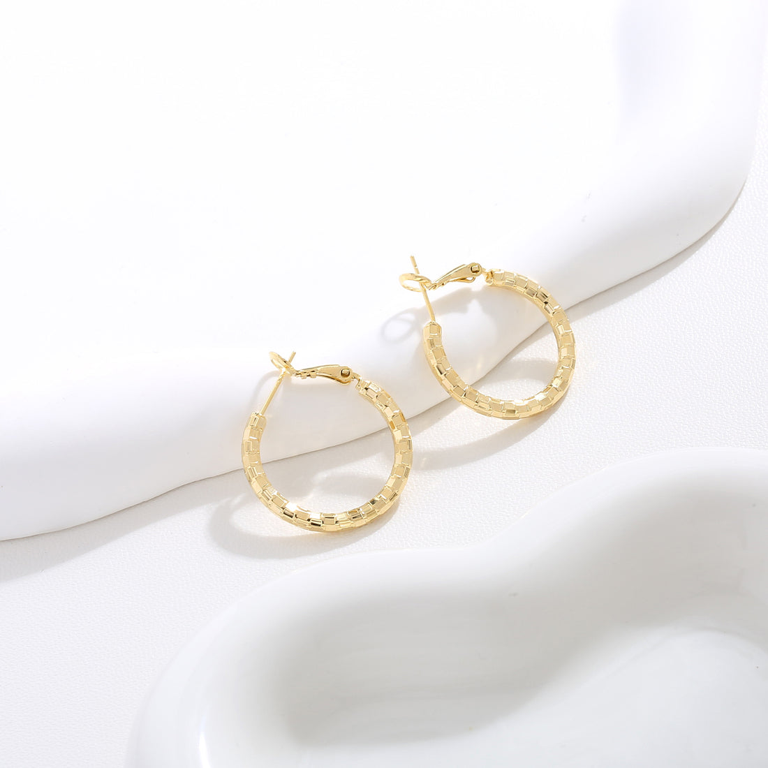 Gold Textured Hoop Earrings