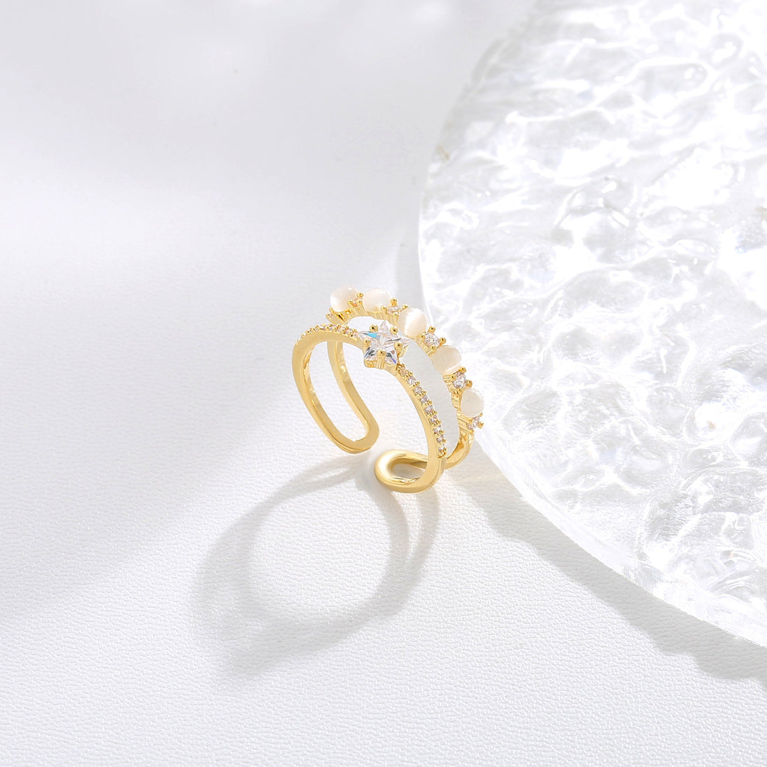 Golden Sparkle Petal Ring 17mm