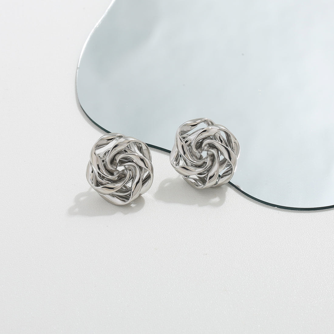 Silver Rose Knot Studs