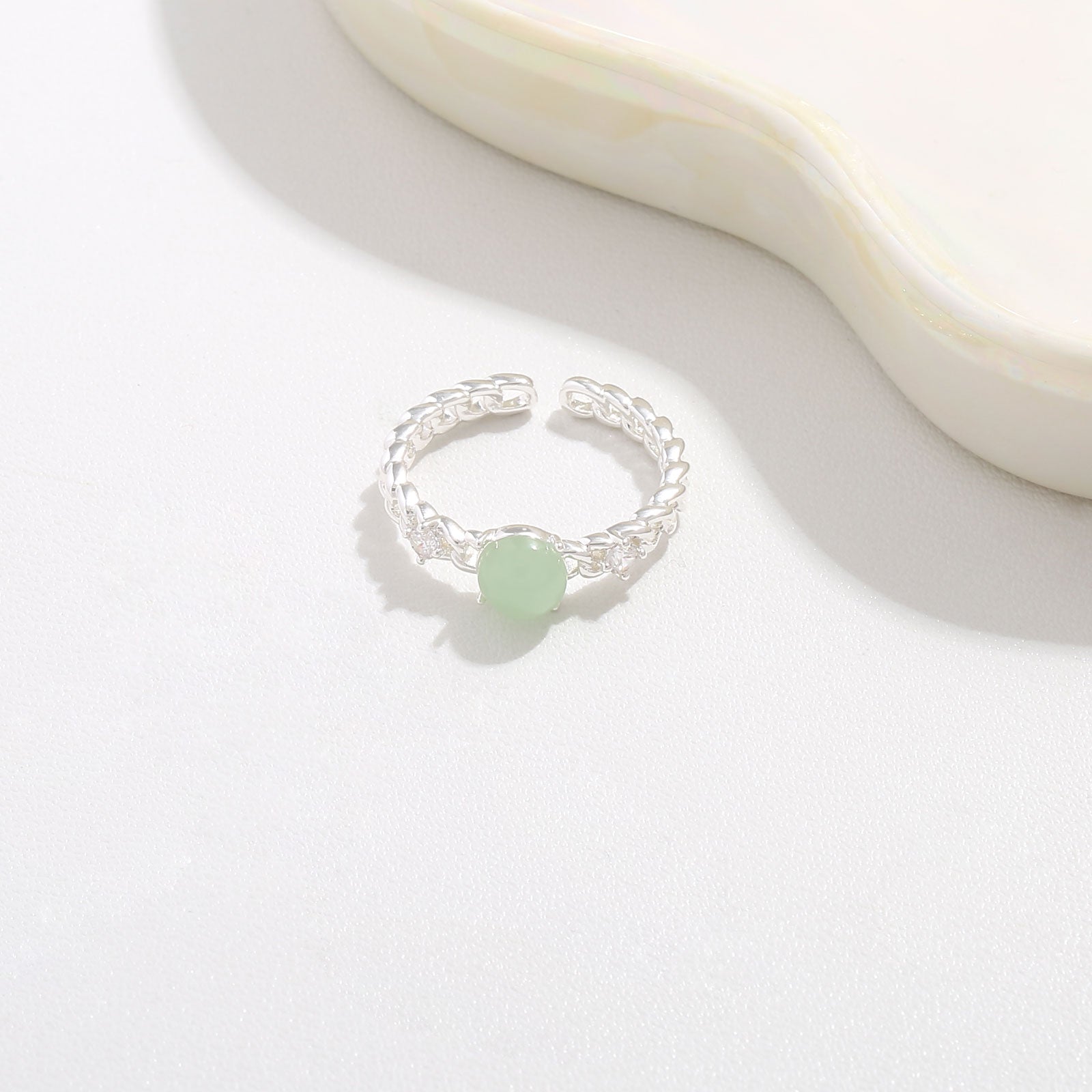 Mint Gem Beaded Ring  17mm