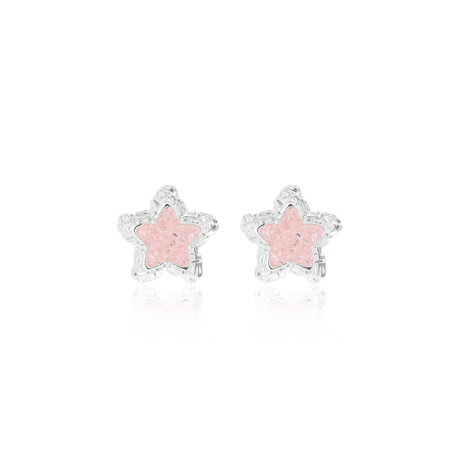 Frosted Pink Star Studs