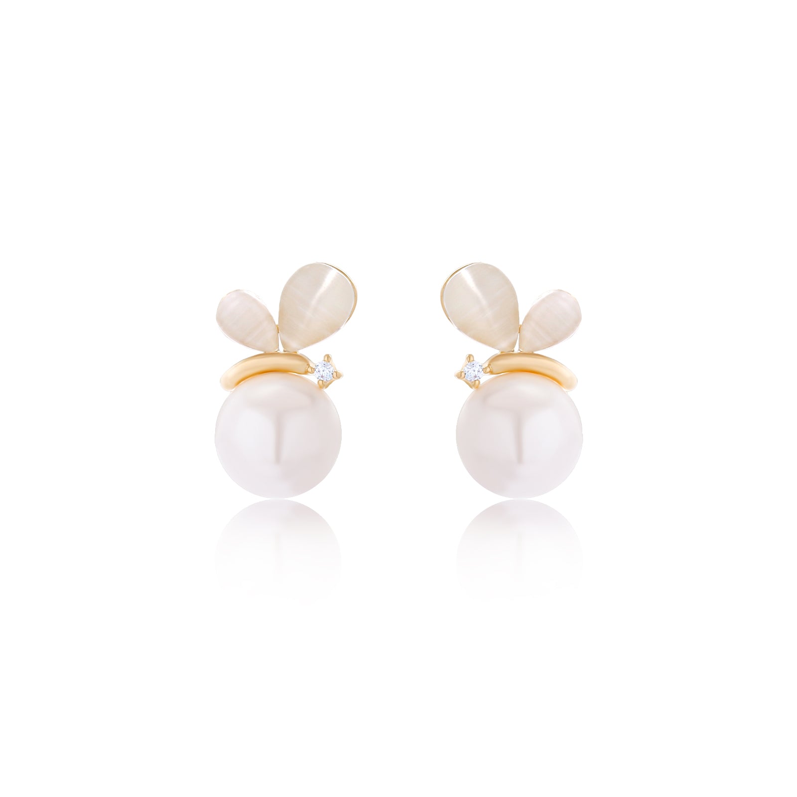 Petite Leaf Pearl Studs