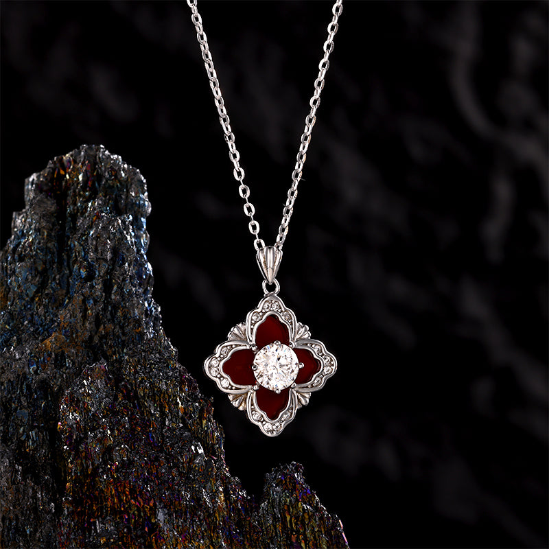 Red Clover Charm Necklace