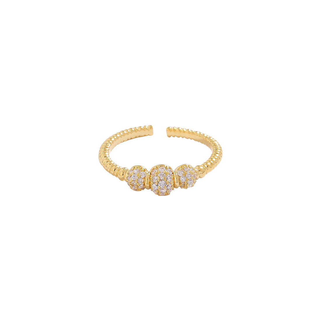 Gold Pavé Trio Ring  17mm