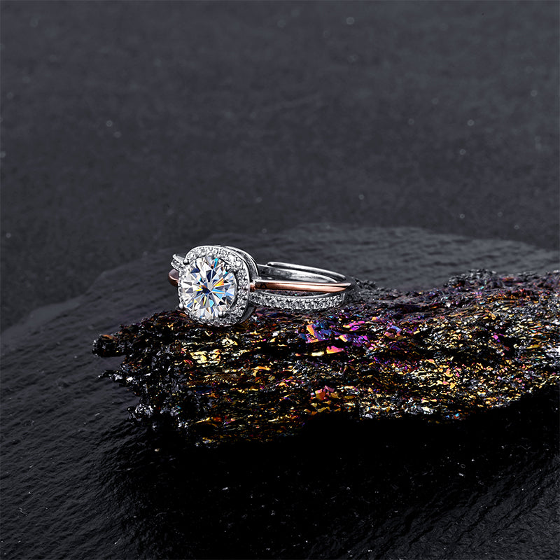 Rose-Touched Halo Ring 1CT-17mm