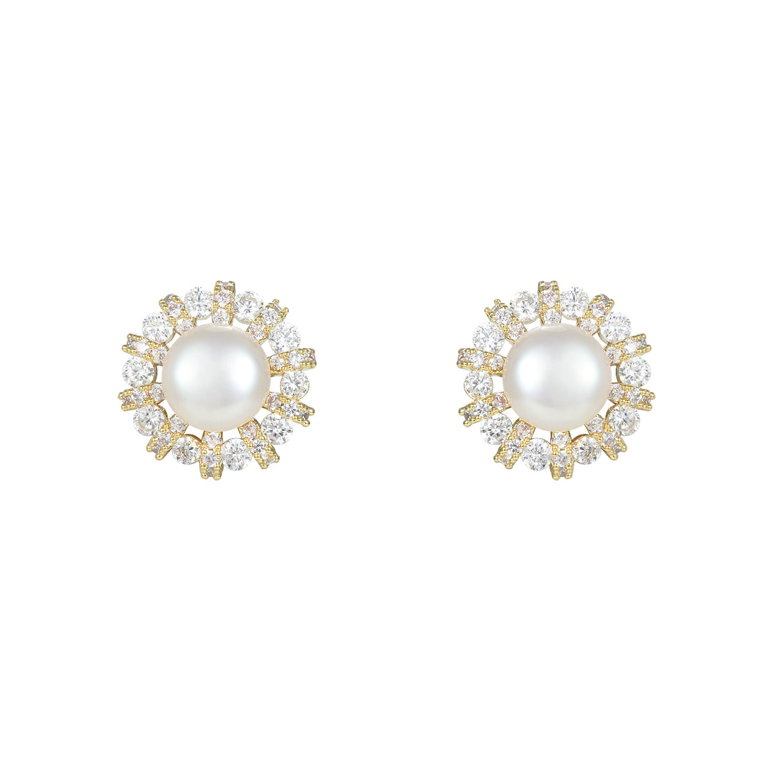 Gold Pearl Crown Studs