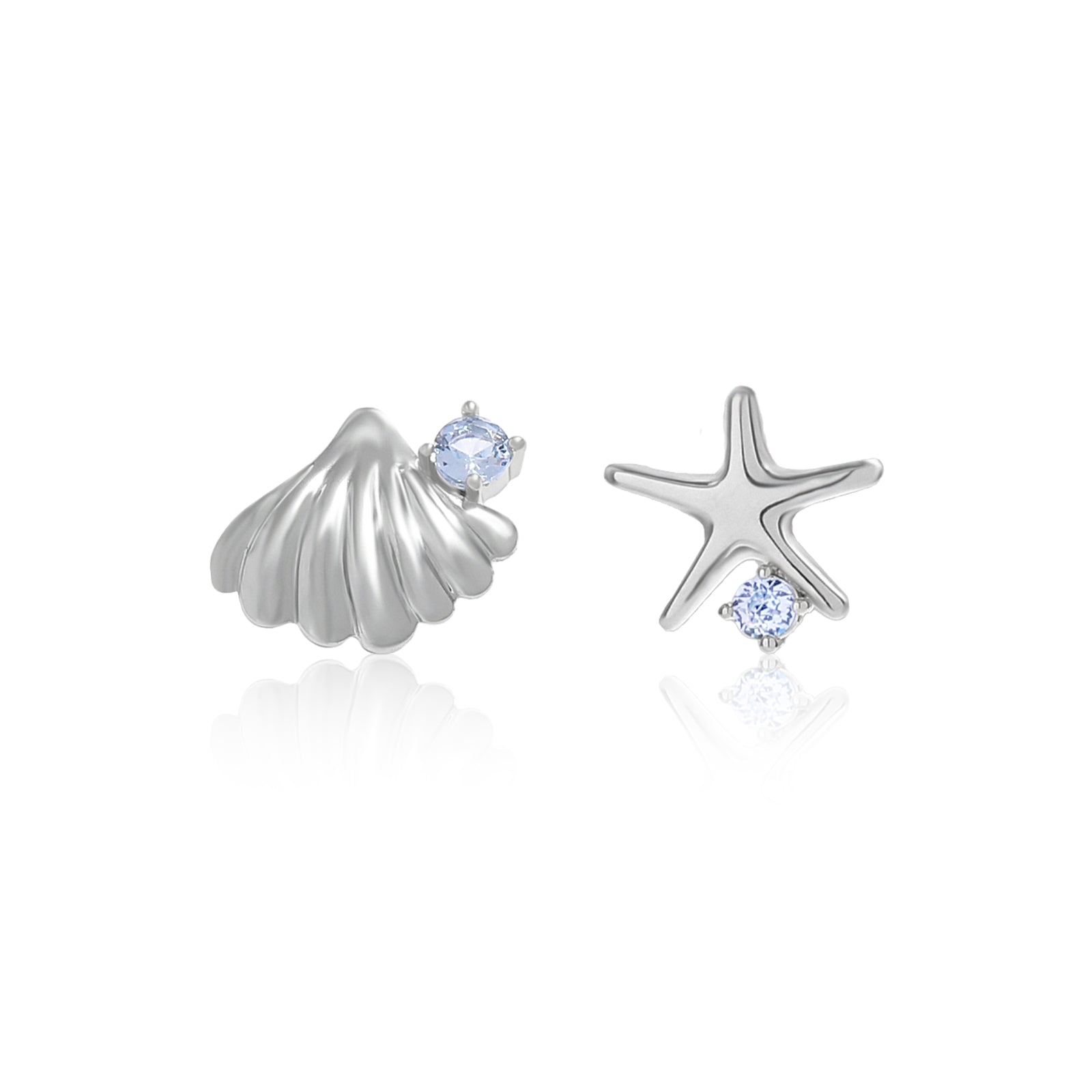 Seashell and Starfish Mismatched Stud Earrings