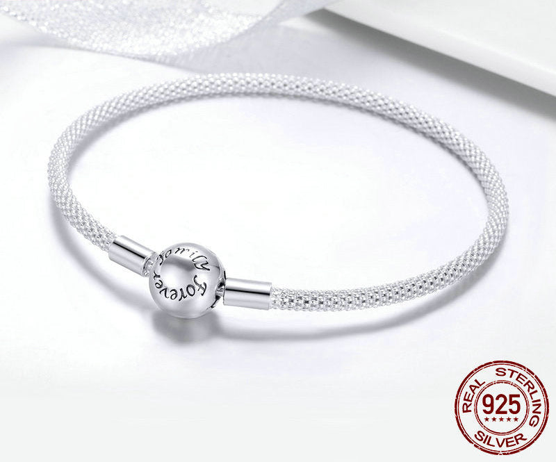 Sterling Silver Bracelet with Round Clasp - 17cm