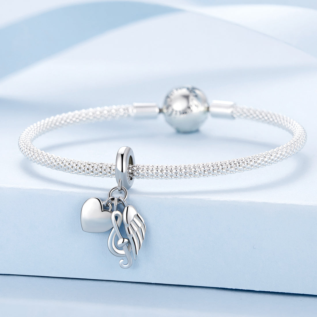 Heart, Wing & Music Note Sterling Silver Charm