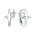 Silver star-shaped earrings on a white background