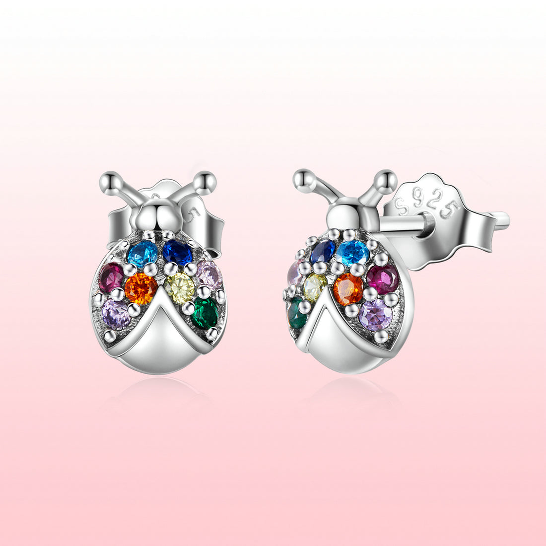 Rainbow Ladybug Stud Earrings