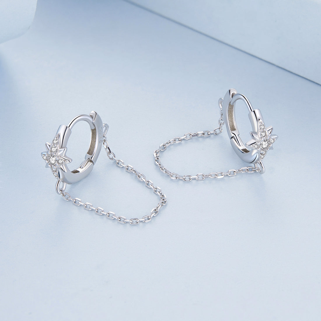 Star Chain Huggie Earrings