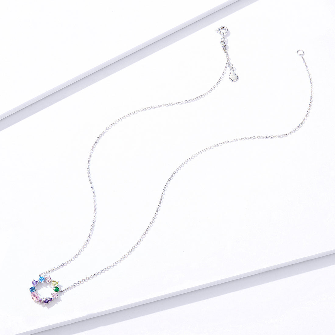 Rainbow Gem Circle Necklace