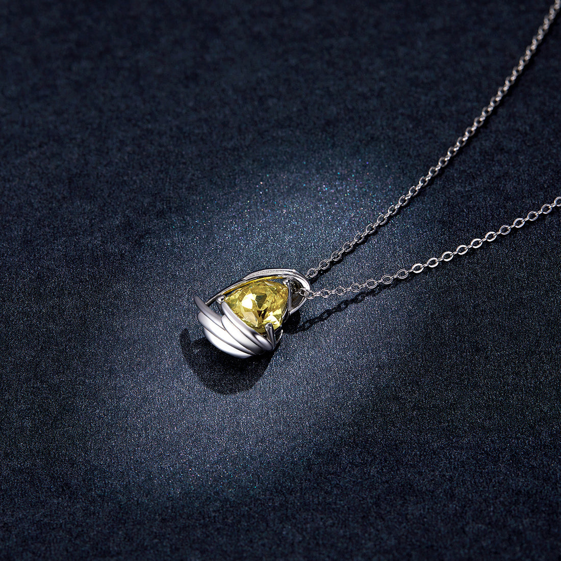 Yellow Heart Angel Wing Necklace